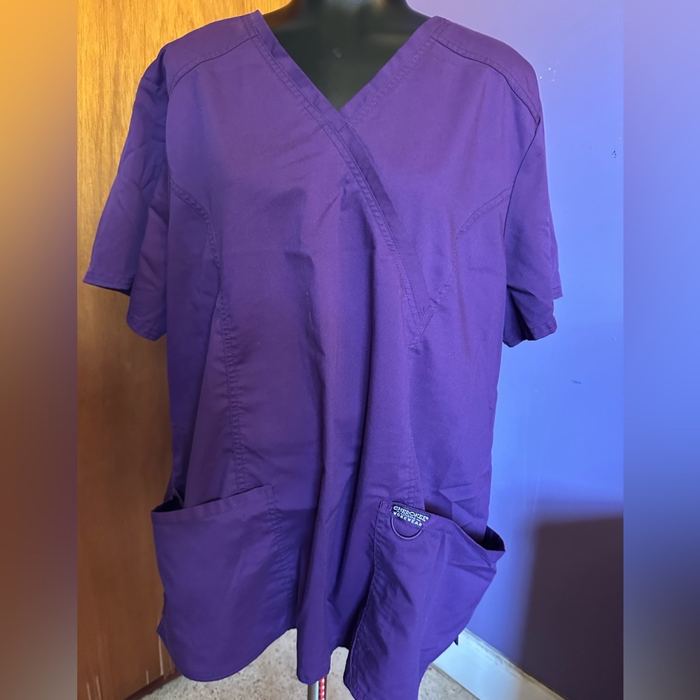 Cherokee revolution workwear scrub bundle color eggplant pants and tops